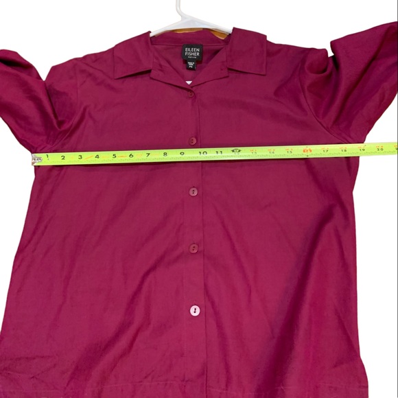 - Eileen Fisher Magenta Purple Plum Button Down Collar Shirt Small Petite - Picture 7 of 7